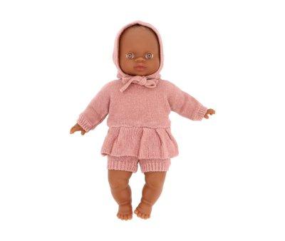 Poupon Ondine avec ensemble avec Felicie et bonnet en tricot rose