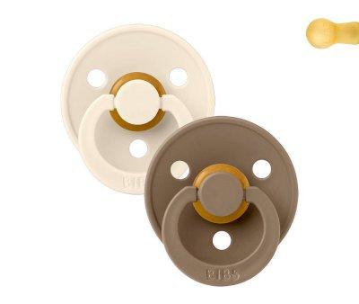 2 Chupetes BIBS Colour Round Ivory/Dark Oak