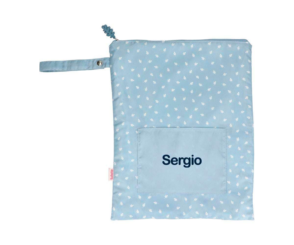 Bolsa Impermeable Grande Leaves Blue - Personalizado