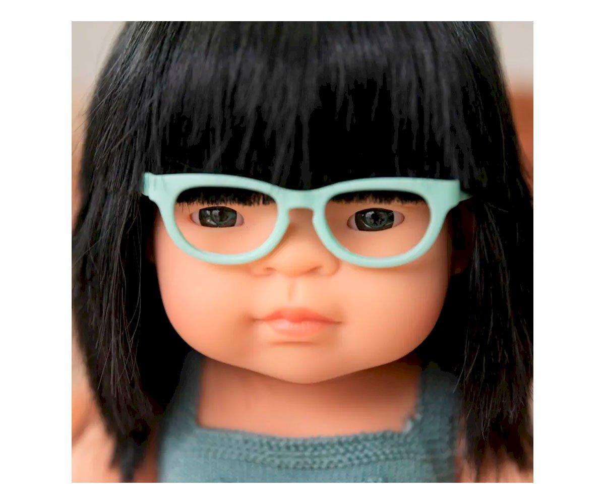 Muñeca Asiática Con Gafas Y Pelele Plomo 38 Cm