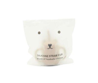 Taza de Silicona con Asas y Pajita Taupe