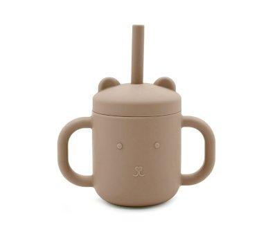 Taza de Silicona con Asas y Pajita Taupe