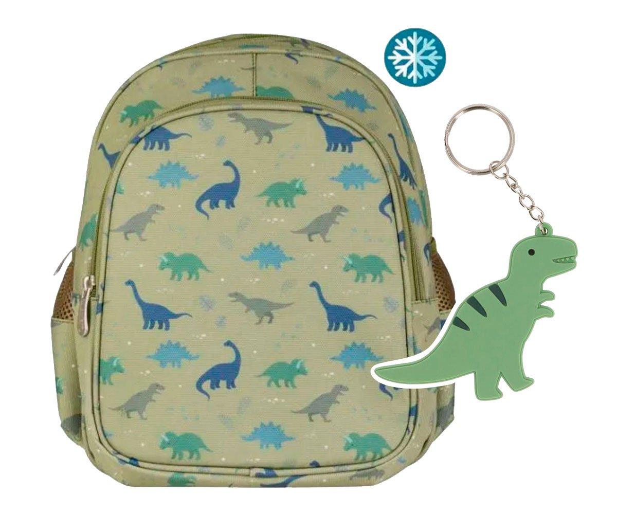 Mochila de dinossauro com bolso trmico + chaveiro de presente T-Rex