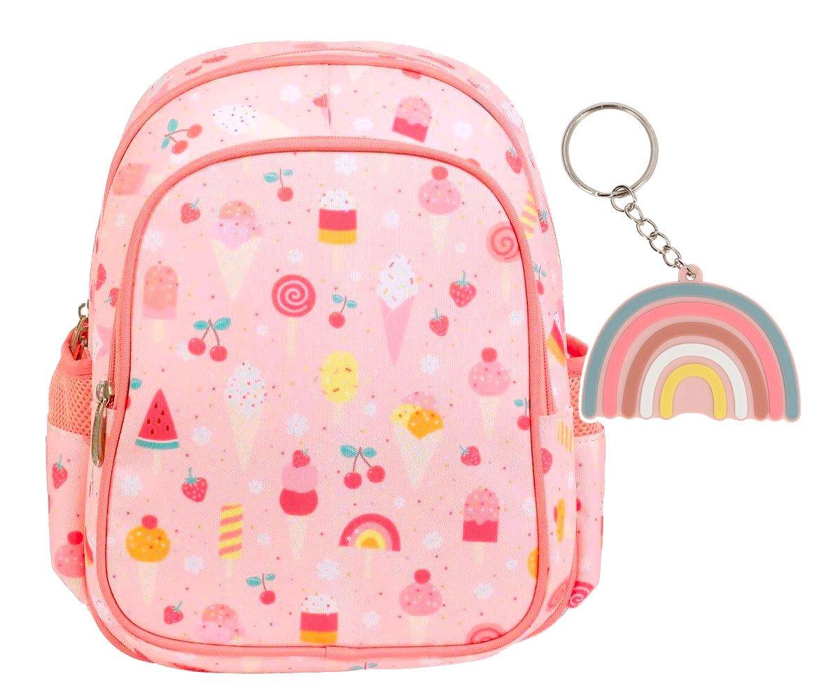 Mochila Con Bolsillo Térmico Ice-Cream + Llavero Rainbow Regalo