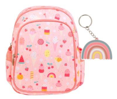 Mochila de sorvete com bolso trmico + chaveiro de presente arco-ris