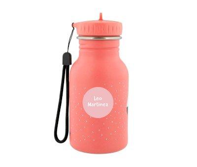 Garrafa de ao Trixie Mrs. Steel Flamingo 350 ml + 6 adesivos redondos Rose