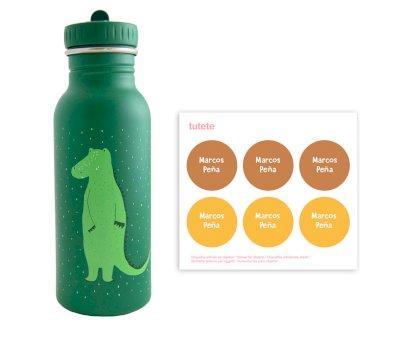 Bottiglia Acciaio Trixie Mr.Crocodile500ml+6 Etichette Rotonde Yellow Gratis