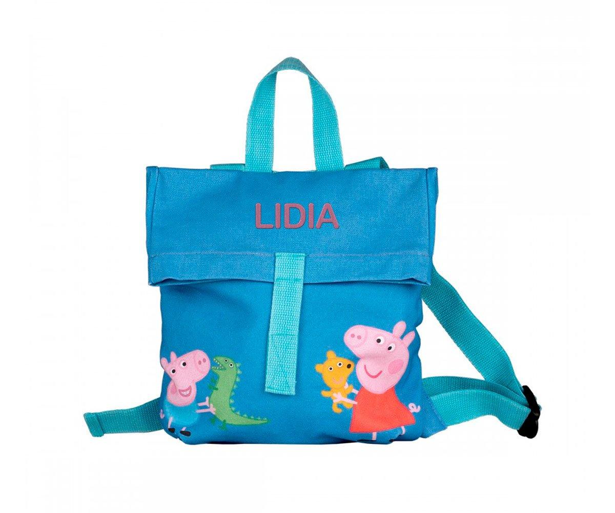 Mini Mochila Peppa Pig Azul Personalizable