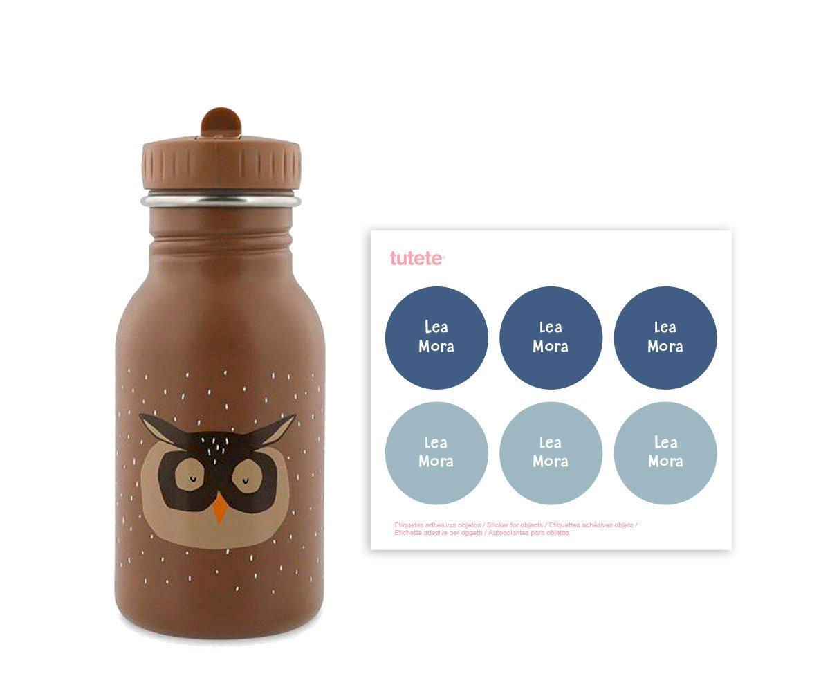 Botella Acero Trixie Mrs. Owl 350ml + 6 Pegatinas Redondas Blue Regalo