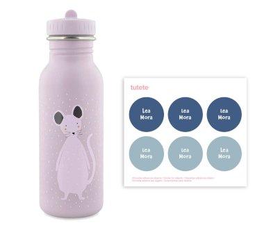 Garrafa de ao Trixie Mrs.Mouse 500 ml + 6 adesivos redondos de presente Blue