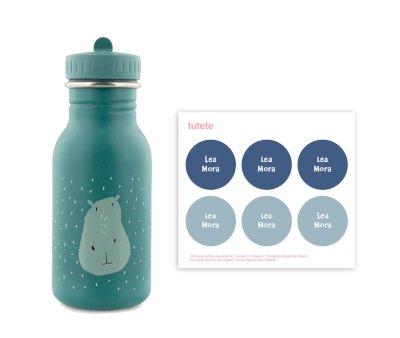 Bottiglia Acciaio Trixie Mr.Hippo 350ml+6 Etichette Rotonde Blue Gratis