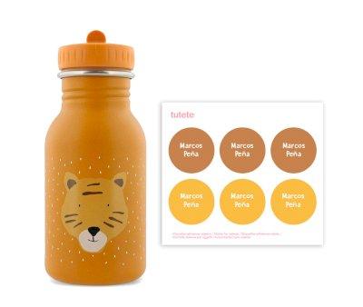 Bottiglia Acciaio Trixie Mr.Tiger 350ml+6 Etichette Rotonde Yellow Gratis
