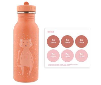 Bottiglia Acciaio Trixie Mr.Cat 500ml+6 Etichette Rotonde Rose Gratis