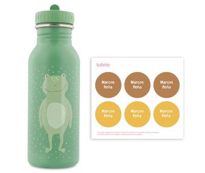 Garrafa de ao Mrs.Frog Trixie 500 ml + 6 adesivos redondos de presente Yellow
