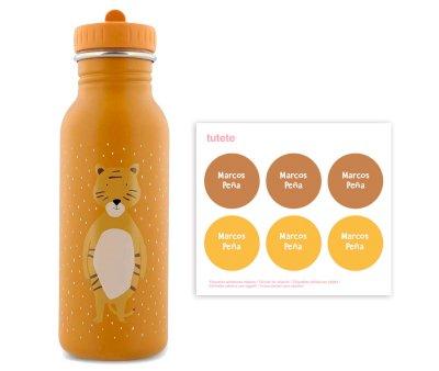 Bottiglia Acciaio Trixie Mr.Tiger 500ml+6 Etichette Rotonde Yellow Gratis