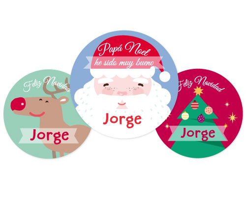 Lot De 3 Badges Personnalisables Père Noël Bleu