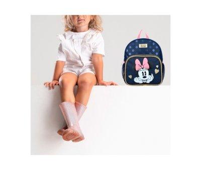 Mochila Pequea Minnie Mouse Glitter Love Navy