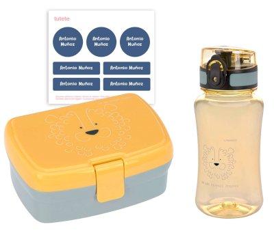 Lunchbox + Borraccia Lion+7 Etichette Adesive Blue Gratis