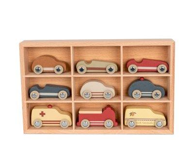 9 Mini Coches de Madera Beige