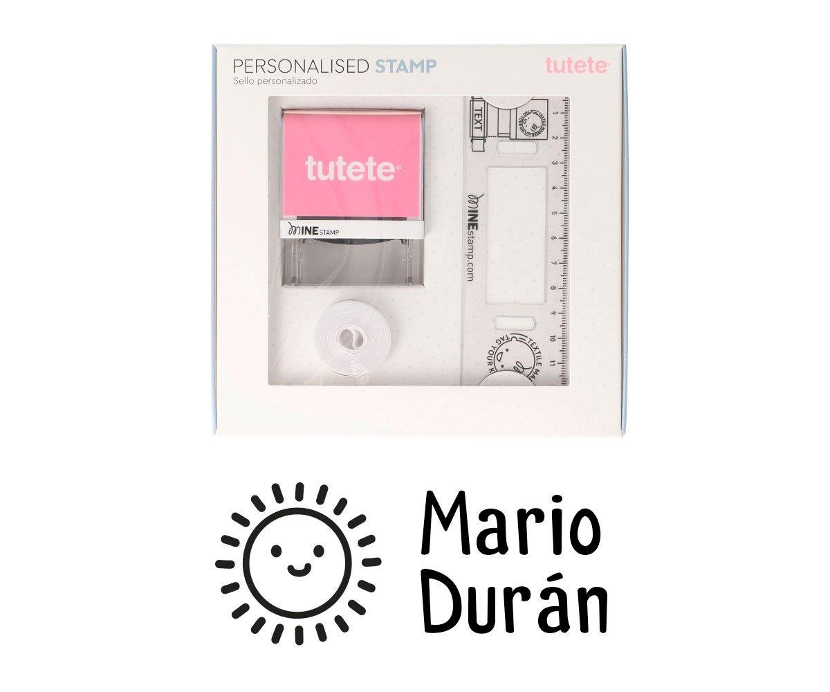 Tampon Personnalisable Soleil + Ruban Blanc pour Vtement Fonc