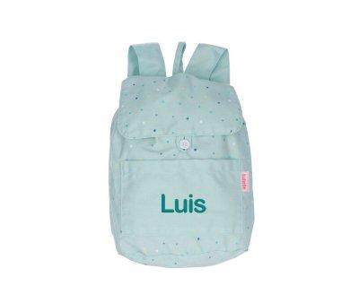 Mochila Pequea Tela Dots Sage Personalizable