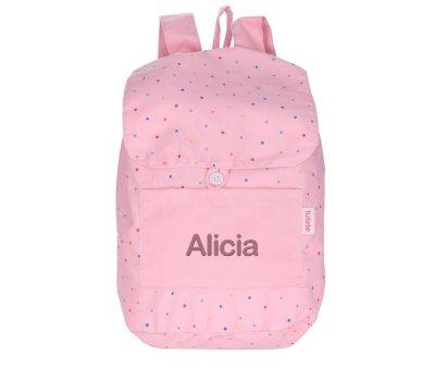 Mochila Grande Tela Dots Pink Personalizable