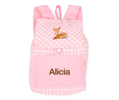 Mochila Asa Pequea Lola Bordado Bambi Rosa