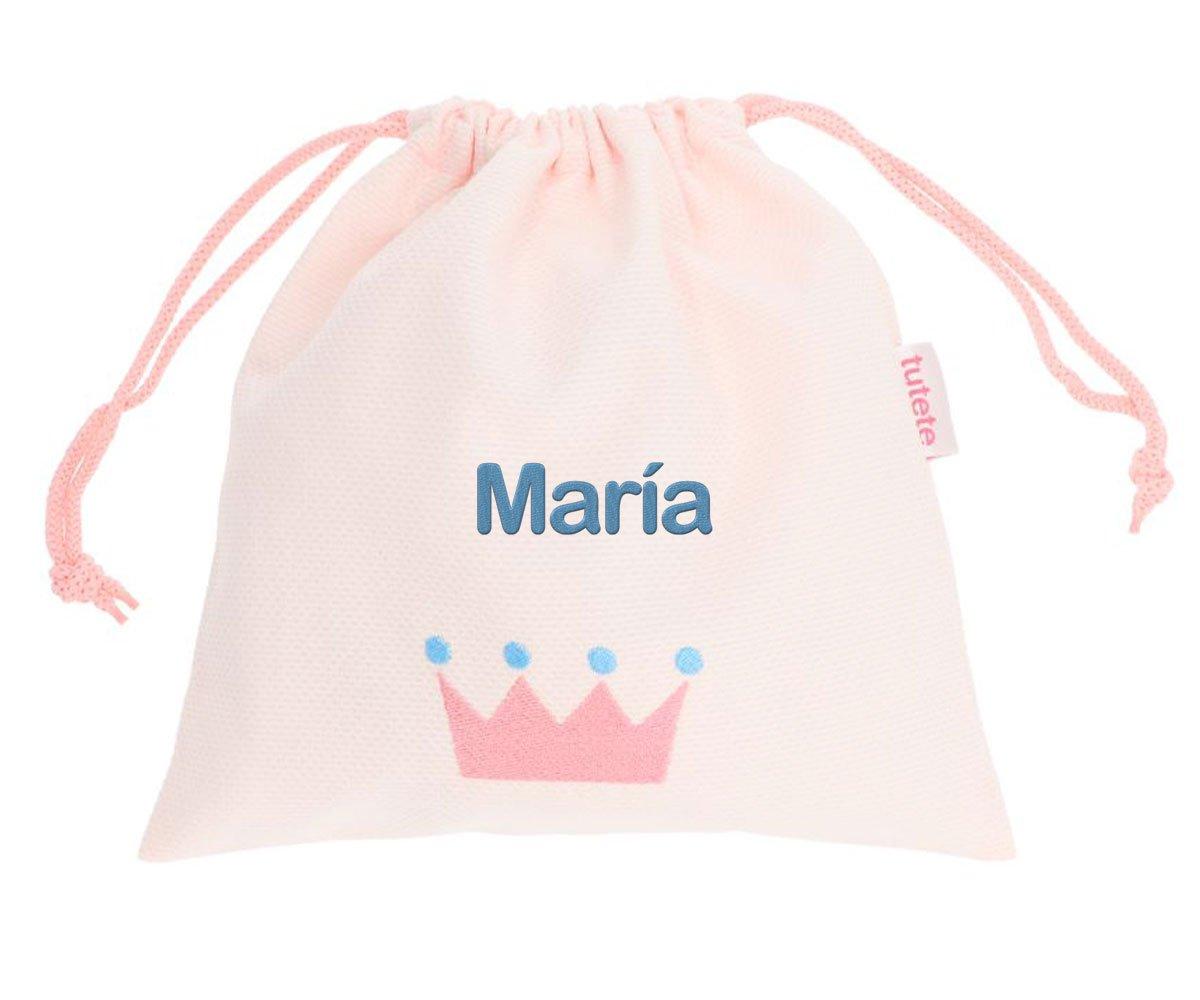 Bolsa Merienda Personalizada Piqué Corona Rosa