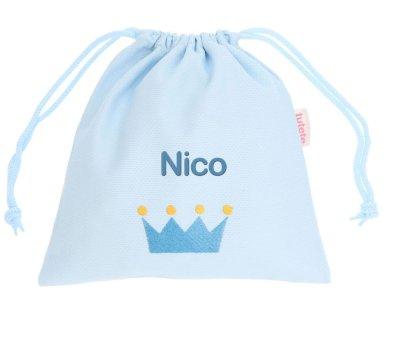 Bolsa Merienda Personalizada Piqu Corona Azul