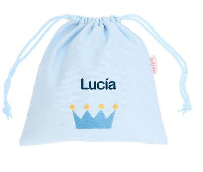 Bolsa Merienda Personalizada Piqu Corona Azul