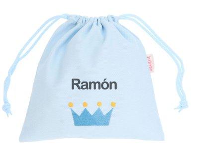 Bolsa Merienda Personalizada Piqu Corona Azul