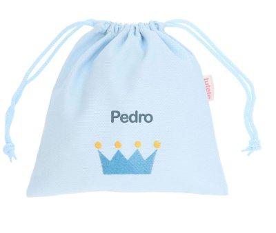 Bolsa Merienda Personalizada Piqu Corona Azul