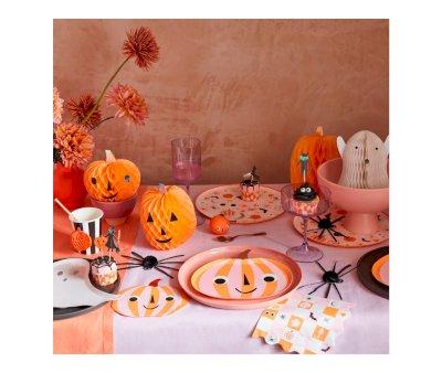 8 Platos Calabaza Stripy Pink Orange