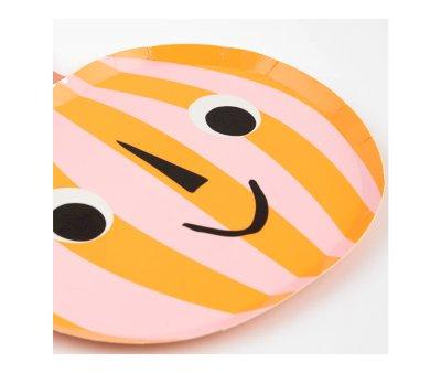 8 Platos Calabaza Stripy Pink Orange