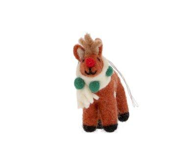 Rudolph Christmas Ornament with Green Scarf