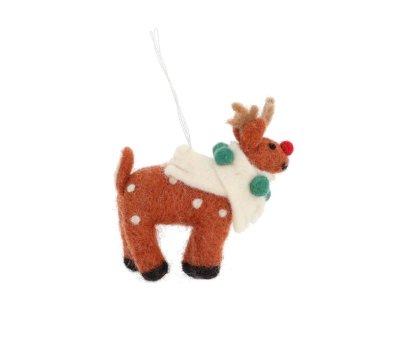 Rudolph Christmas Ornament with Green Scarf