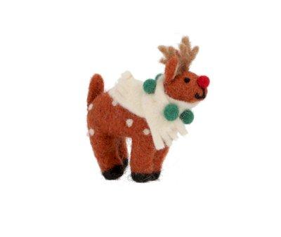 Rudolph Christmas Ornament with Green Scarf