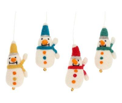 Dcoration de Nol  Bonhomme de Neige avec Grelot Rouge