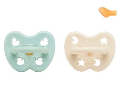 2 sucettes en caoutchouc Hevea Mellow Mint/Milky White 0-3 m