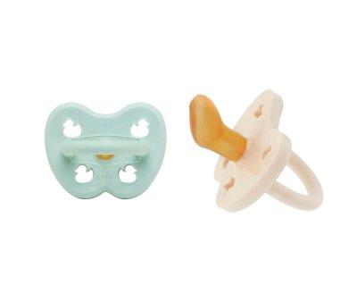 2 sucettes en caoutchouc Hevea Mellow Mint/Milky White 0-3 m