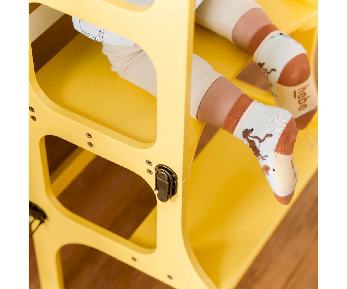 Mesa E Cadeira Montessori Learning Tower Amarelo/prata