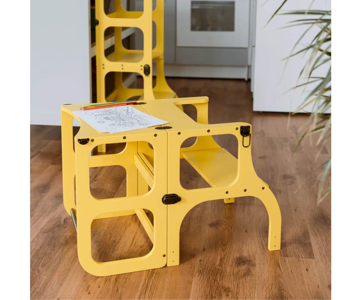 Torre Aprendizaje Montessori Mesa y Silla Amarillo/ Plata - Tutete