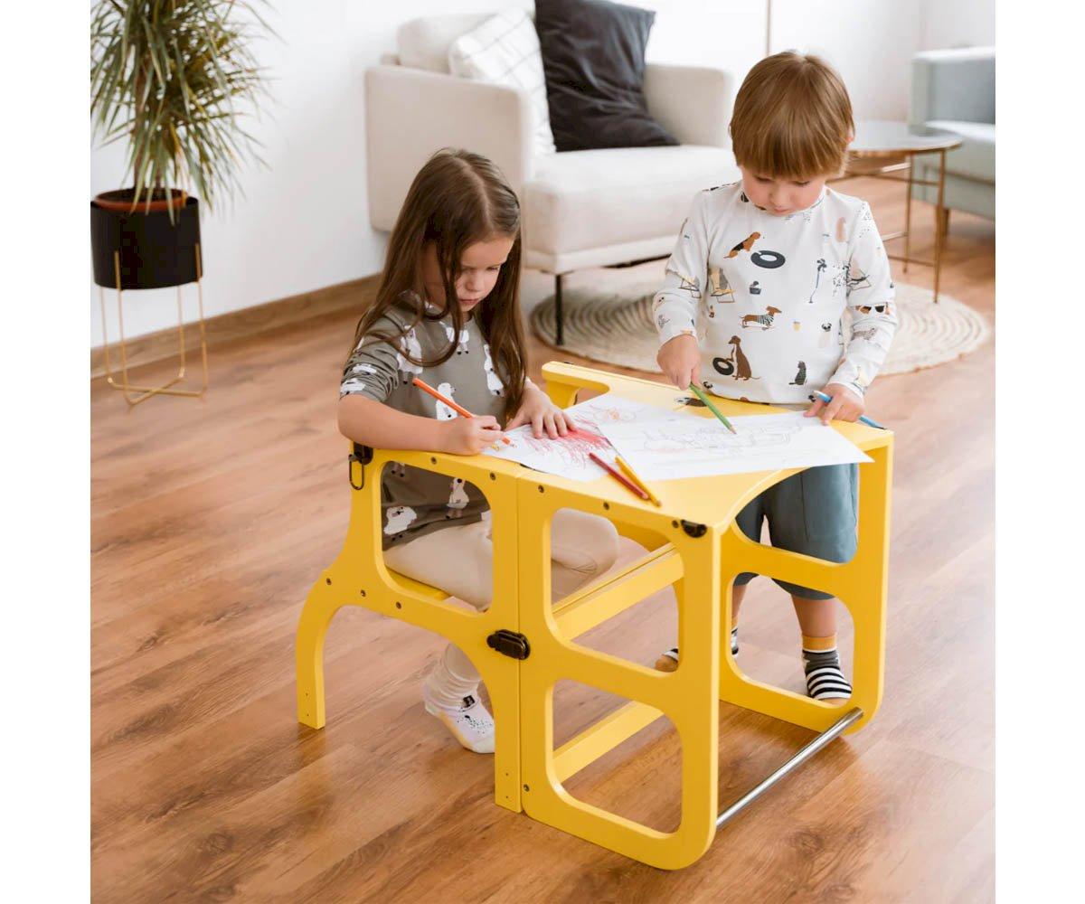 Torre Aprendizaje Montessori Mesa y Silla Amarillo/ Plata - Tutete