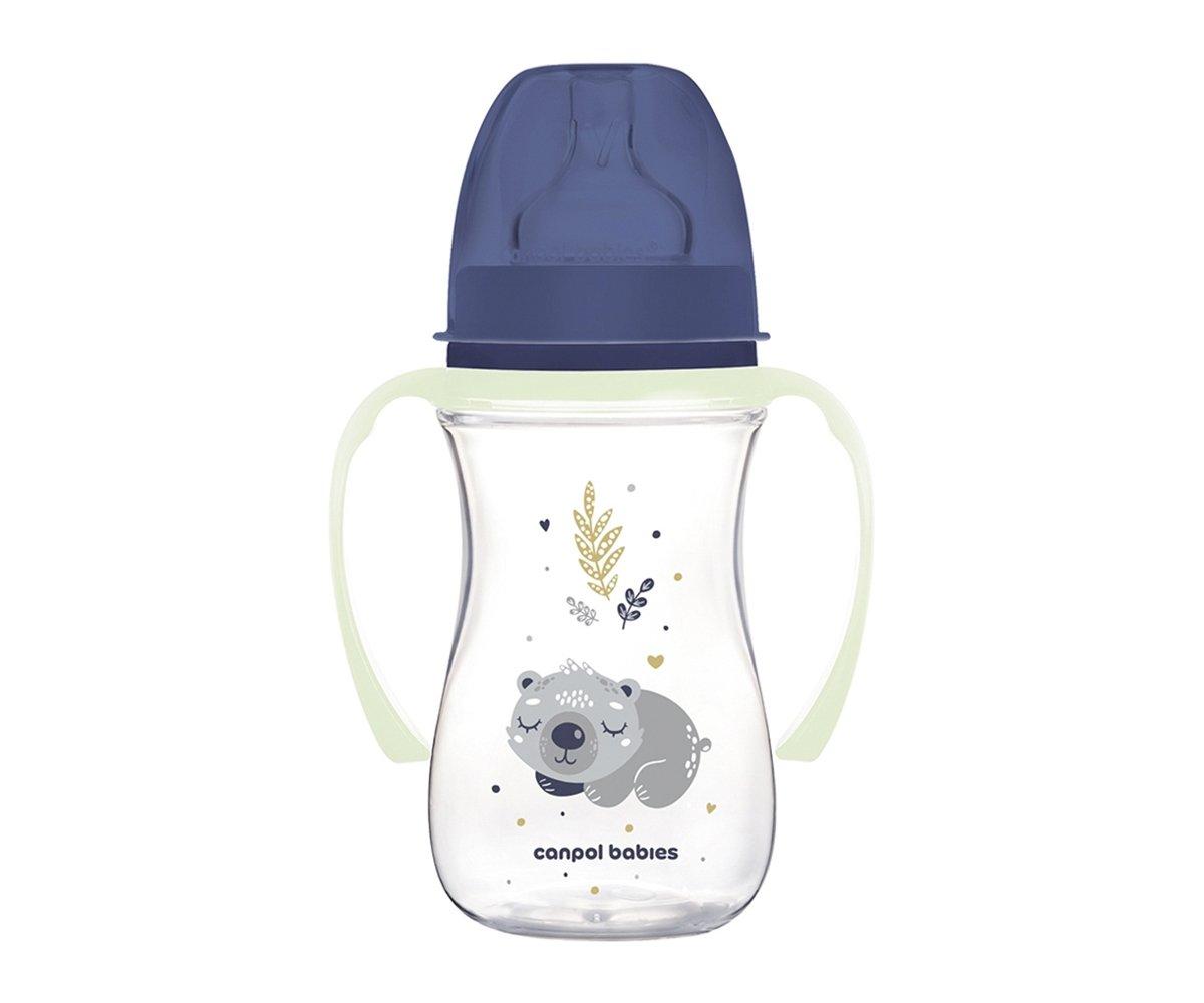 Biberón Con Asas Fluorescentes Sleeping Koala Azul 240 Ml - Personalizado