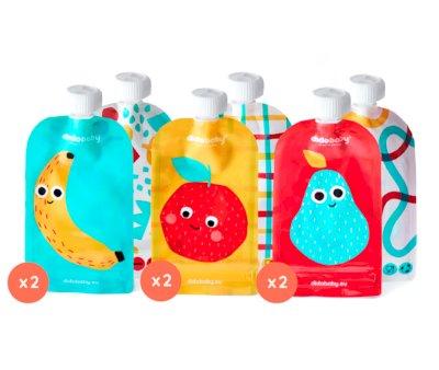 6 Reusable Food Pouches 100ml