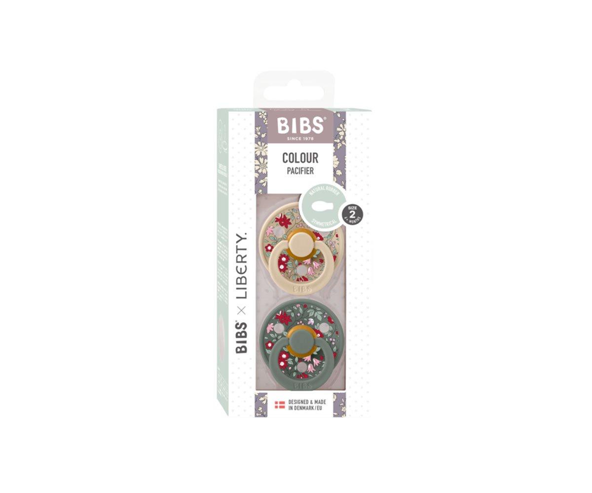 2 Chupetes BIBS Colour Simétrica Liberty Chamomile Lawn Vainilla/Pine