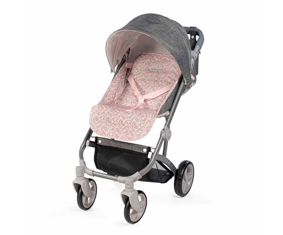 Silla Paseo Grande Lili Gris Con Flores Rosa