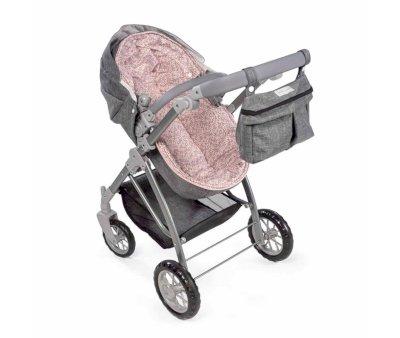 Carrozzina Bambole Grande Lili Flowers Grey-Pink