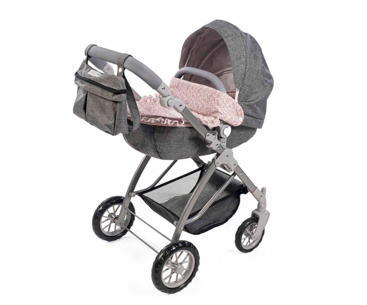 Carrozzina Bambole Grande Lili Flowers Grey-Pink