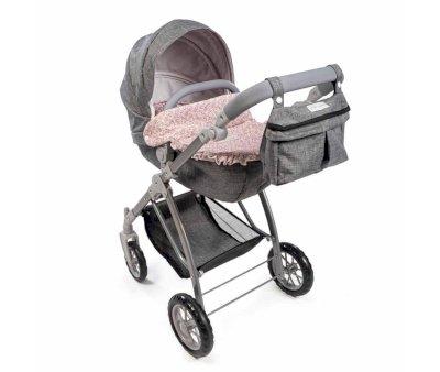 Carrozzina Bambole Grande Lili Flowers Grey-Pink